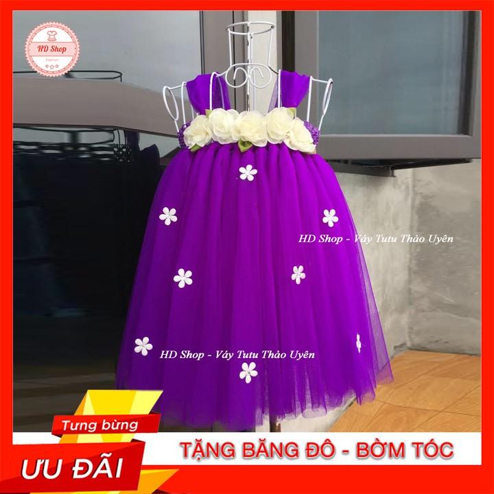 Đầm tutu cho bé ️FREESHIP️ Đầm tutu tím huế hoa kem chiffon