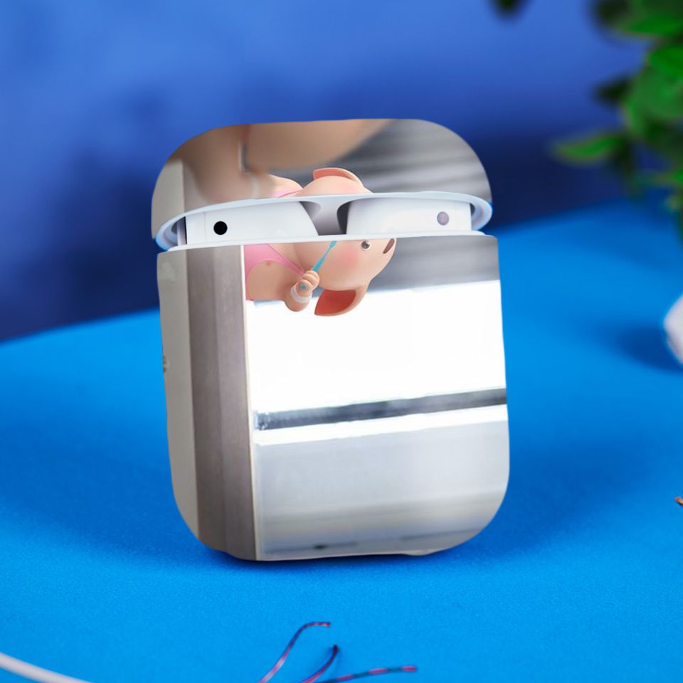 Miếng dán skin chống bẩn cho tai nghe AirPods in hình Heo con dễ thương - HEO2k19 - 126 (bản không dây 1 và 2