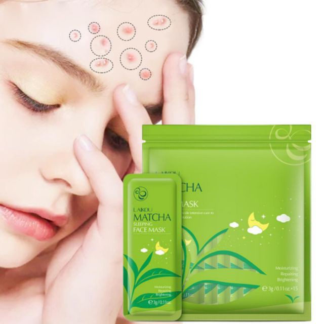 Bịch 15 Miếng Mặt Nạ Ngủ Trà Xanh Matcha Mud Mask Laikou