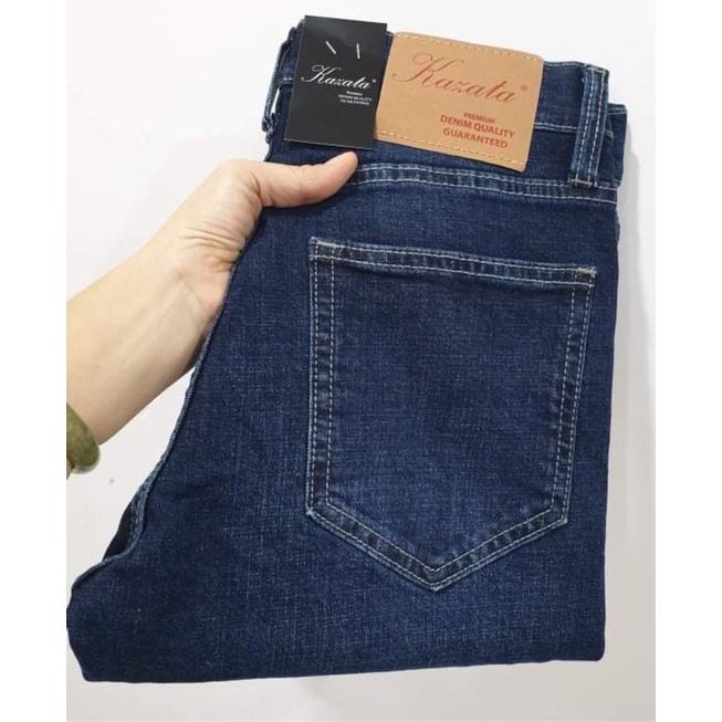 Quần jean nam xanh wax VNXK Quần bò nam ống đứng jeans co giản