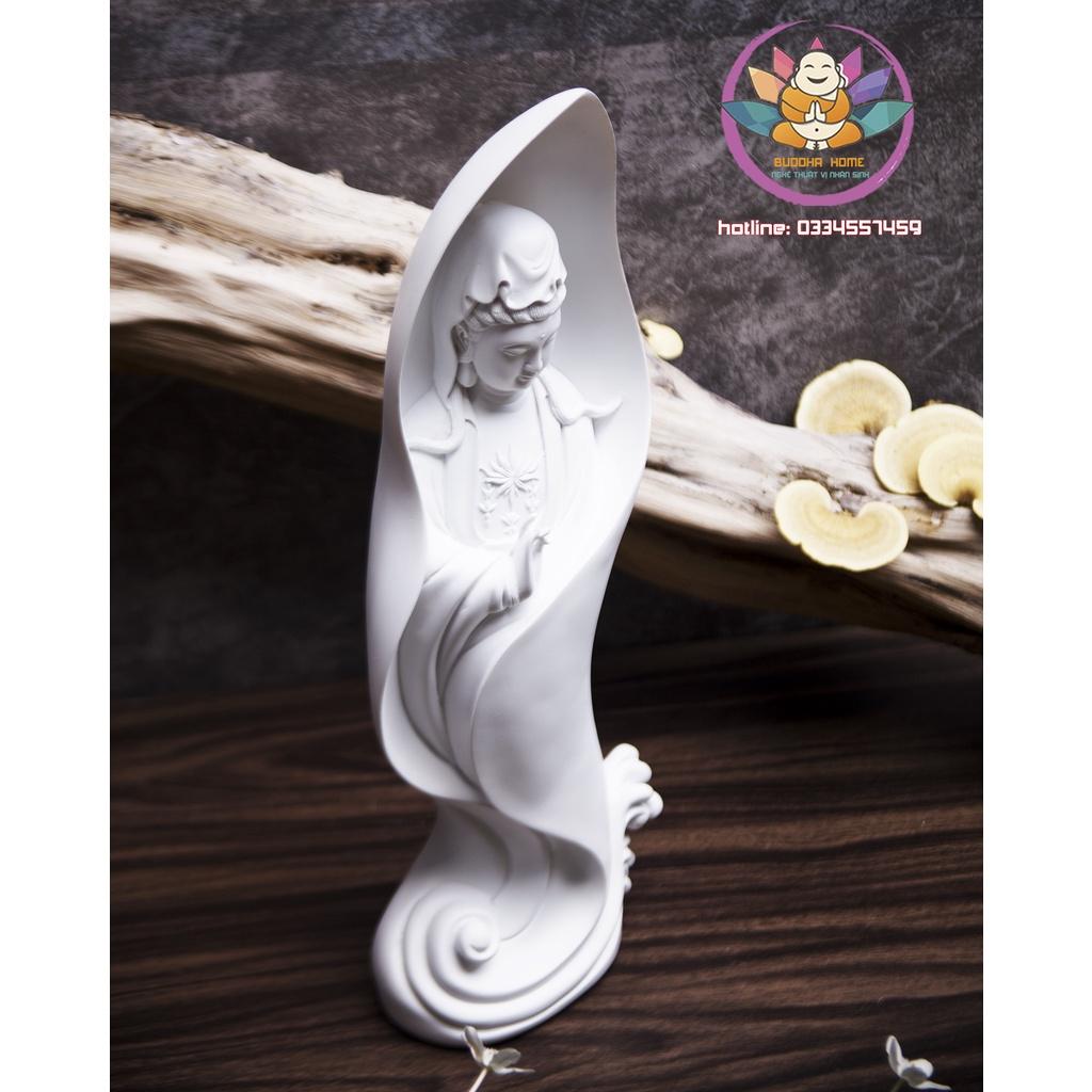 Tượng Mẹ Quan Âm cao 46cm màu trắng sứ ngà trang trí nội thất nhà cửa- phong thủy- thờ cúng