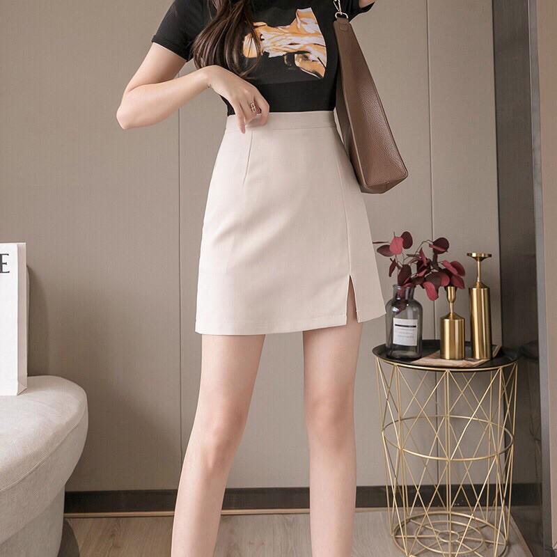 Chân Váy Ngắn Chữ A Xẻ Trước- Chân Váy Ngắn Công Sở