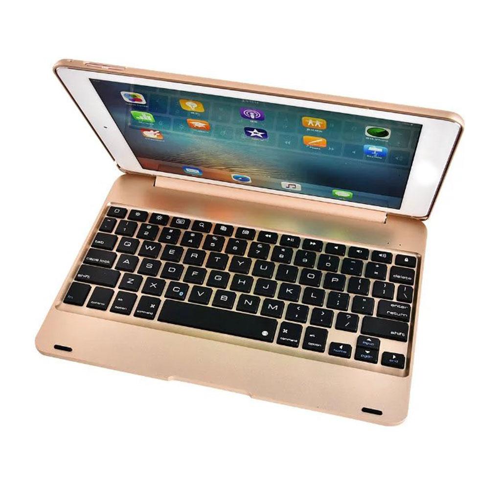 7 COLORS Backlit Bluetooth Keyboard Smart Folio Case for 9.7" Gold