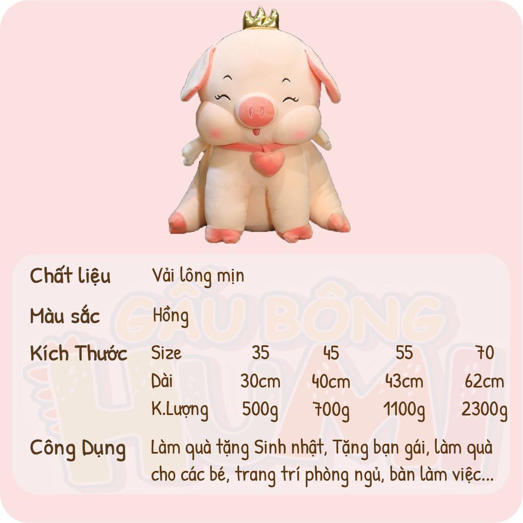 Gấu Bông Heo Vương Miện Thiên Thần Dễ Thương Cao Cấp Đẹp Cute Size 35 - 70 - HUMI