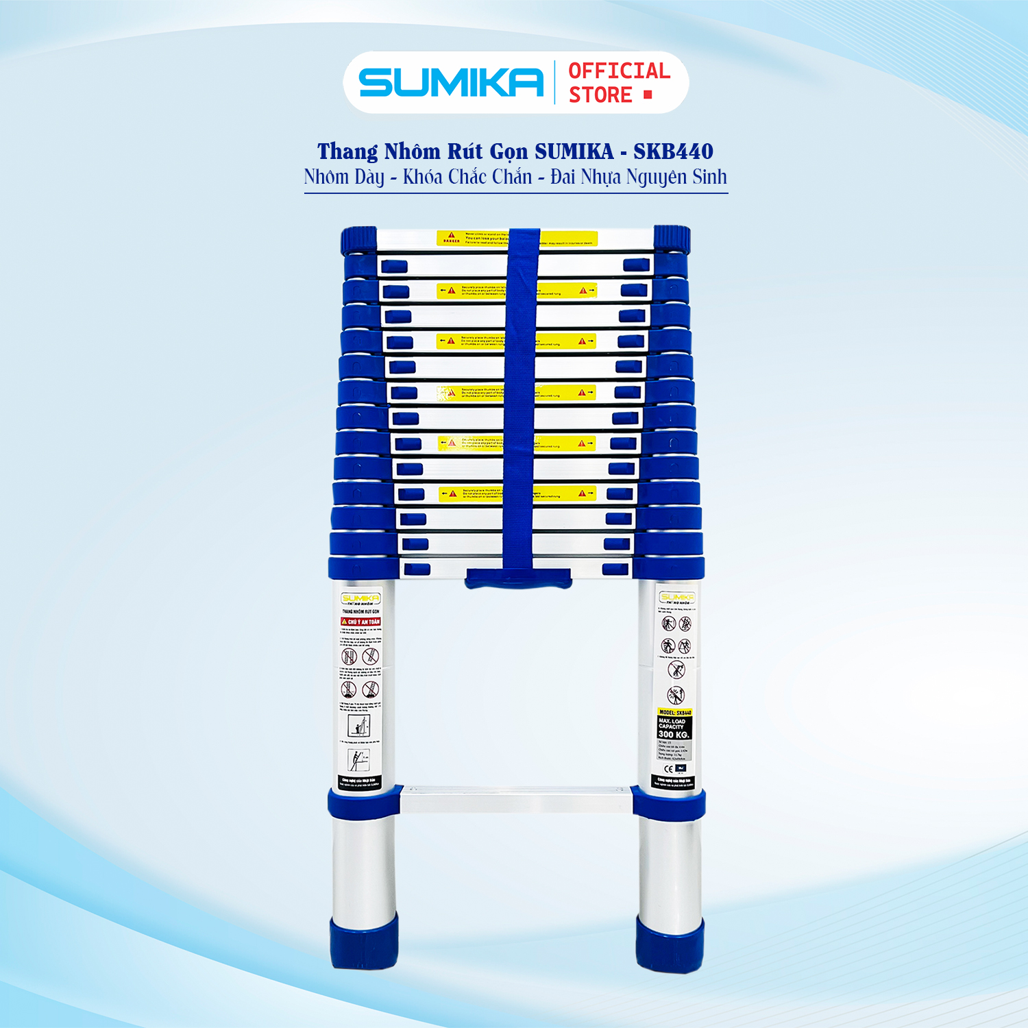 Thang nhôm rút gọn SUMIKA SKB440 - Chiều cao tối đa 4,4m, chiều cao rút gọn 0,92m, tải trọng 300kg