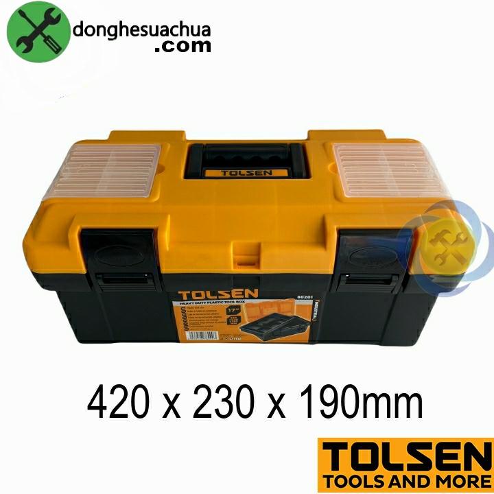 Thùng đồ nghề nhựa Tolsen 80201 kích thước 420mm x 230mm x 190mm