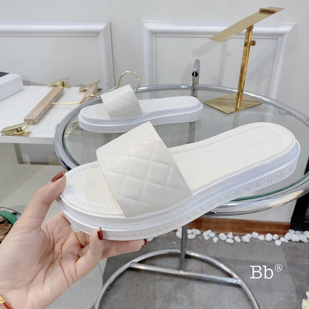 Dép nữ quai ngang bản to đế bánh mì mềm đi êm chân giá rẻ - D04