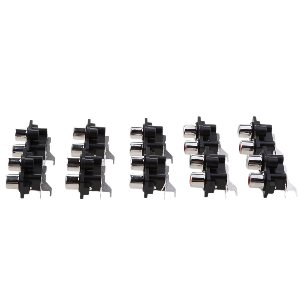 10 Pieces PCB Mount AV Concentric Outlet 2 RCA Female Socket Connector Board