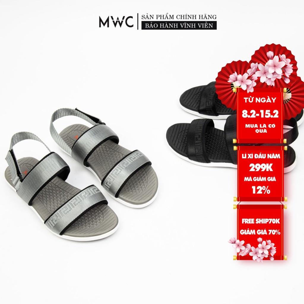 GIÀY SANDAL NAM MWC - SANDAL QUAI NGANG HỌA TIẾT CHÌM 2 MÀU ĐEN XÁM CÁ TÍNH NĂNG ĐỘNG - NASD- 7048