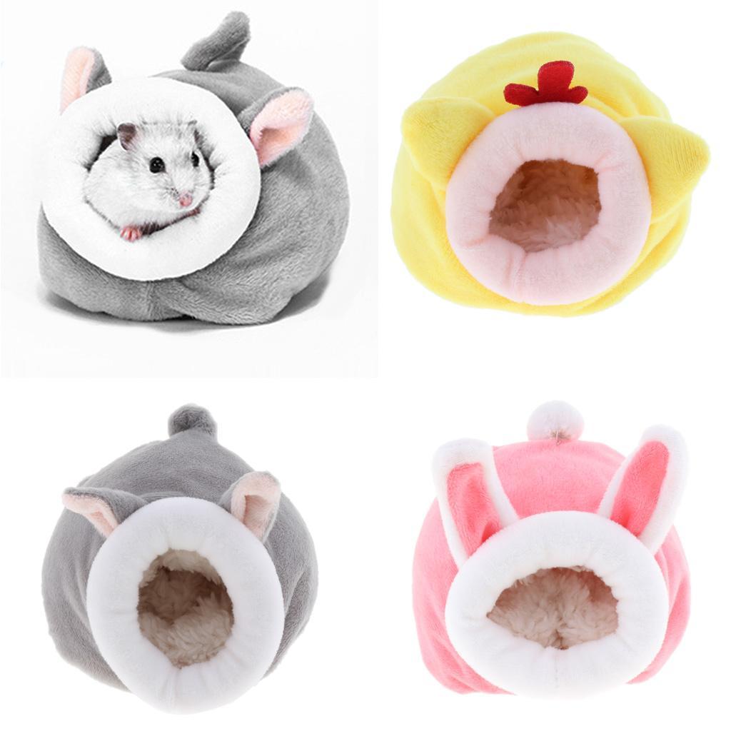 2 Pcs Warm Small Animal Bed Hamster Cotton Nest Chinchilla Habitat House