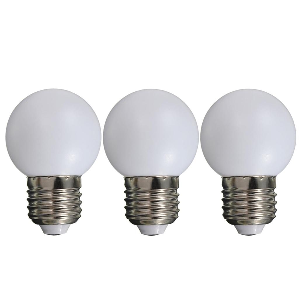 3 Piece E27 Screw Base 1W LED Golf Ball Light Bulb Globe Lamp for Holiday Party Decoration 220V -Warm White