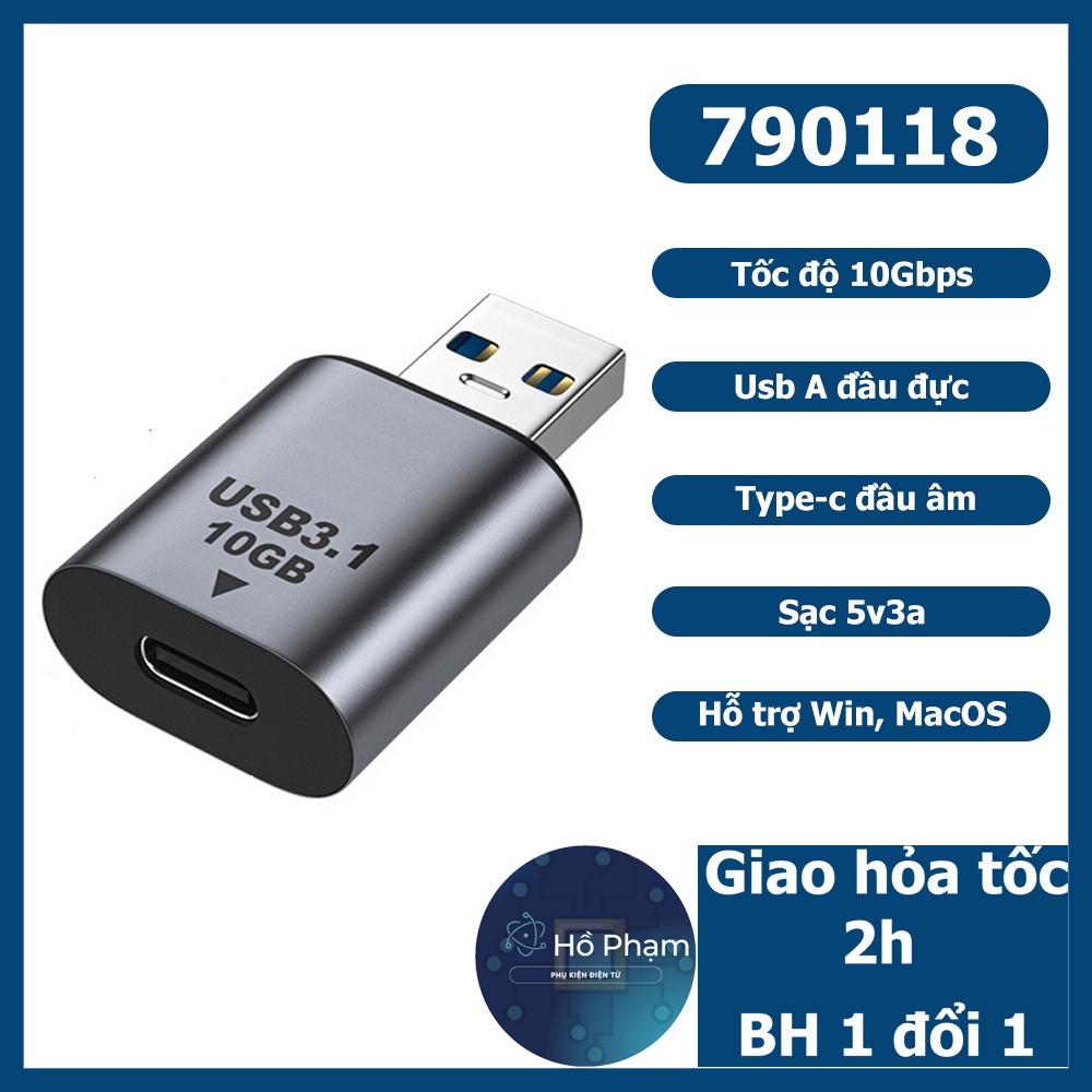 (10Gbps) Đầu Chuyển USB Sang Type C, usb to c - Hồ Phạm