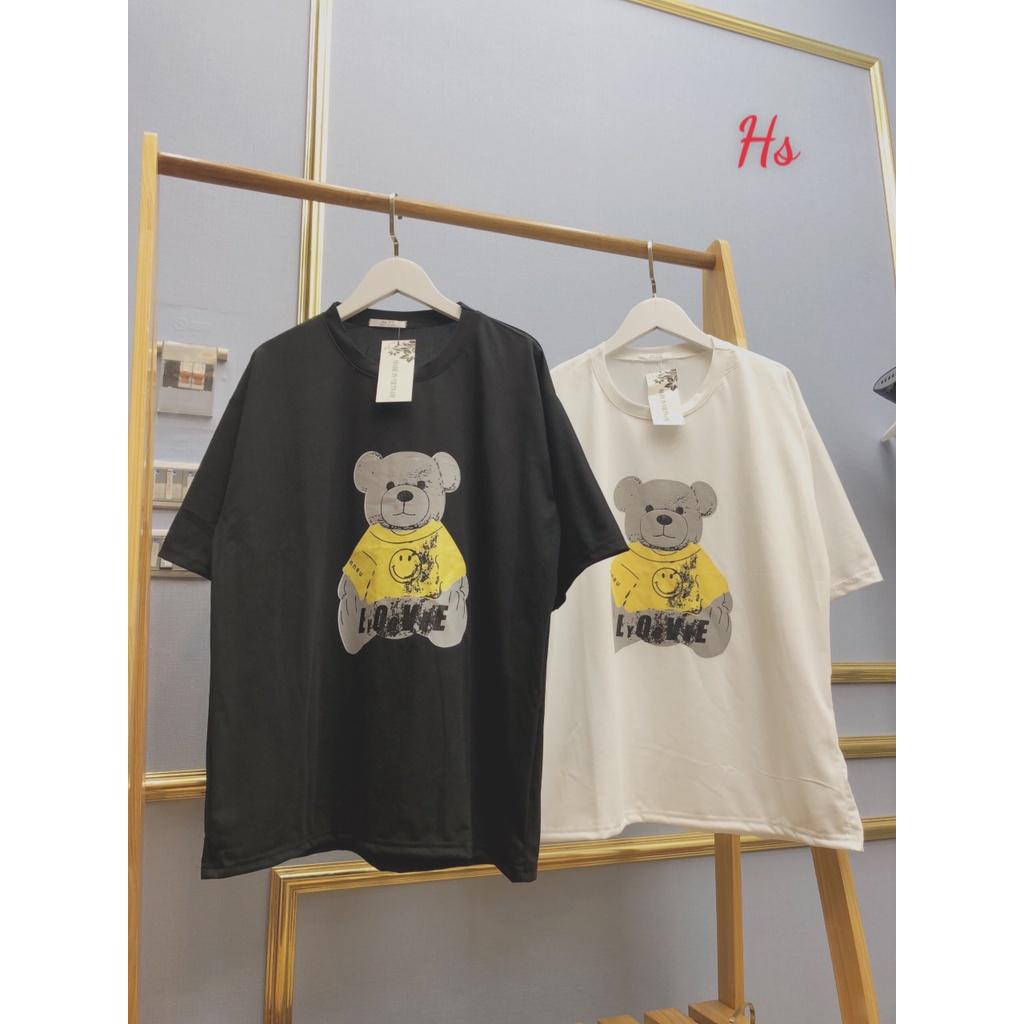 Áo Phông Unisex Gấu Mặt Cười Cộc Tay In Hình