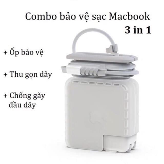 Ốp bọc bảo vệ sạc dành cho Macbook đa năng 3 trong 1, chống trầy xước, chống va đập - Kèm 02 đầu bọc chống gẫy