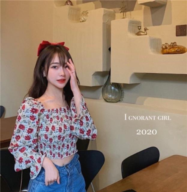 ÁO TRỄ VAI HOA BO THUN