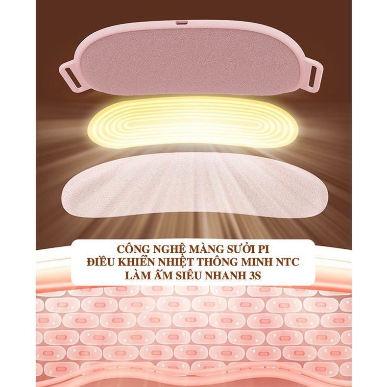 Đai chườm nóng và massage bụng giảm đau bụng kinh nguyệt cho nữ đến kì với 3 mức độ nóng cực nhanh và massage  tiện lợi, Thời Lượng Pin Dài Mới Nhất 2024 - Hàng chính hãng