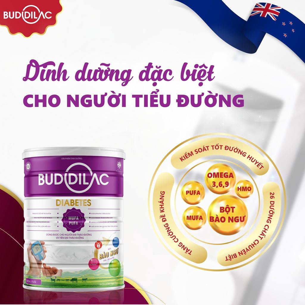 Sữa Bột BUDDILAC Diabetes Cho Người Tiểu Đường Ổn Định Đường Huyết Ngăn Ngừa Mỡ Máu lon 900gr