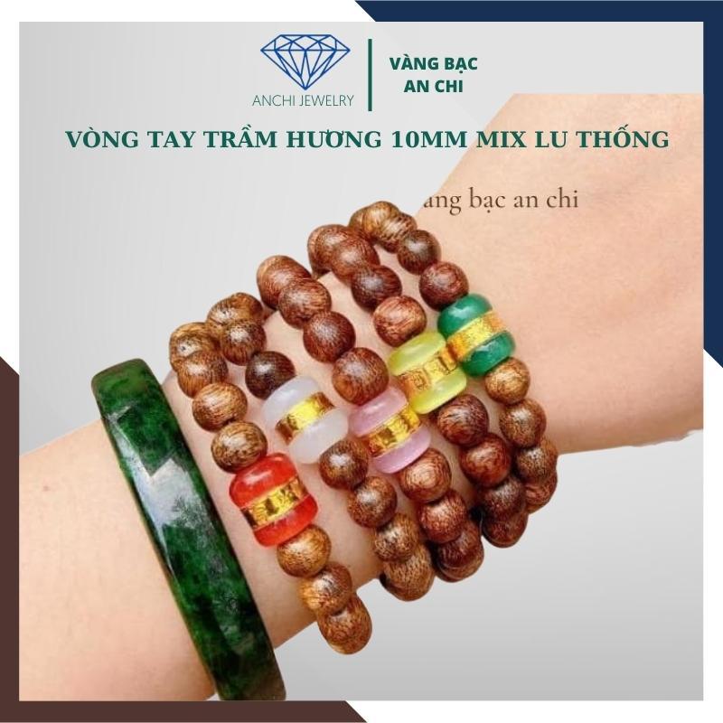 Vòng tay trầm hương 10mm mix lu thống phong thủy mệnh kim / mộc / thủy / hỏa / thổ.