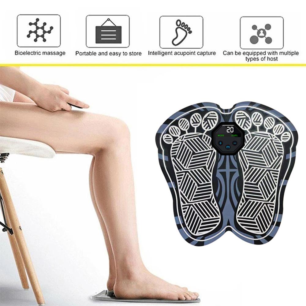 Electric Foot Massager Mat Portable Foldable Foot Massage Pad 10 Modes 20 Levels Intensity with LCD Screen