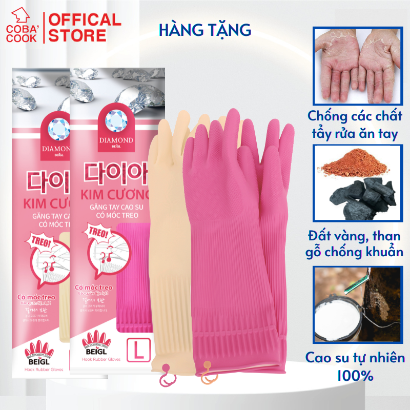 [Hàng Tặng] Bộ 2 Đôi Găng Tay Cao Su Có Móc Kim Cương-39cm