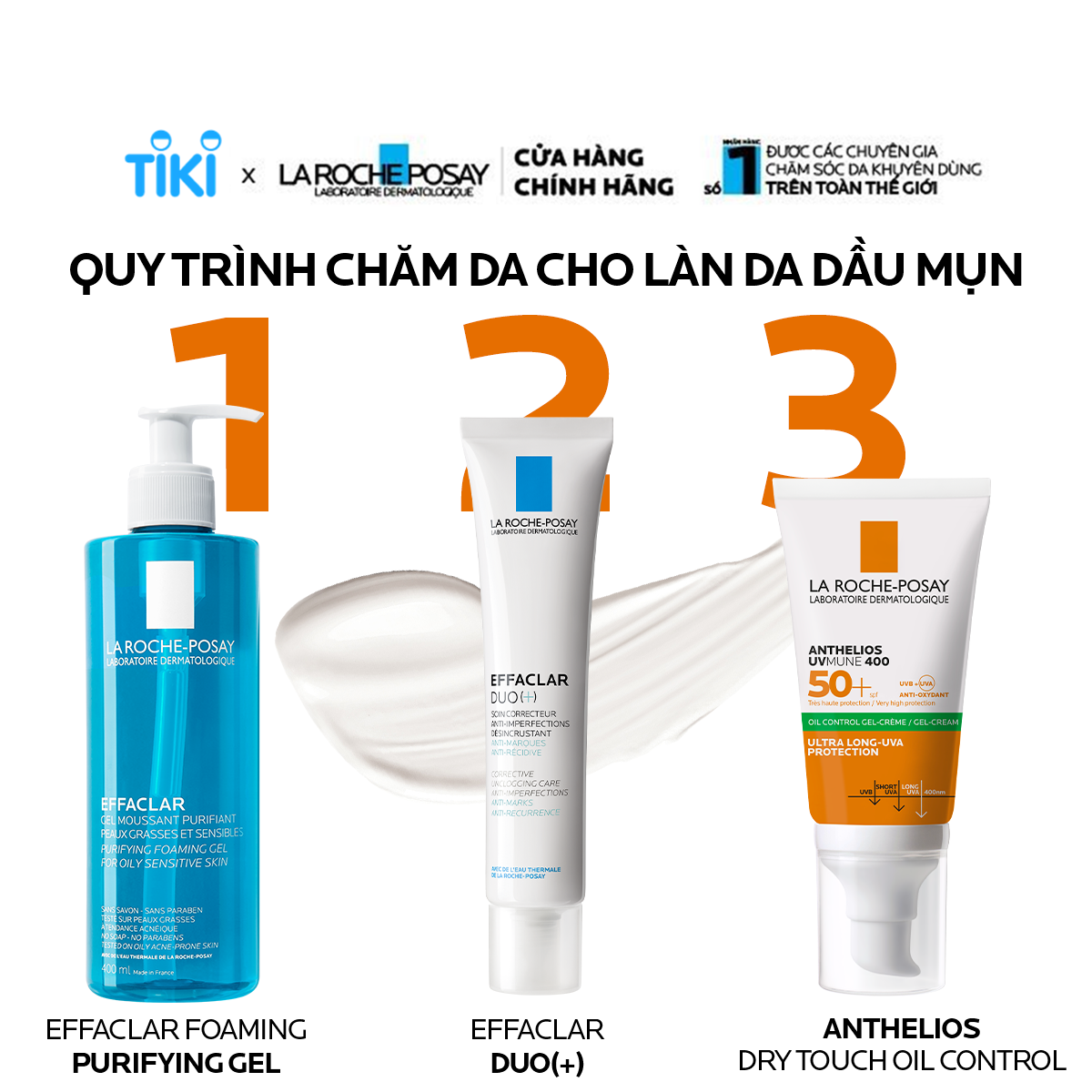 Kem Chống Nắng Không Màu Kiểm Soát Dầu La Roche-Posay Anthelios XL Dry Touch Gel-Cream SPF 50+ UVB & UVA