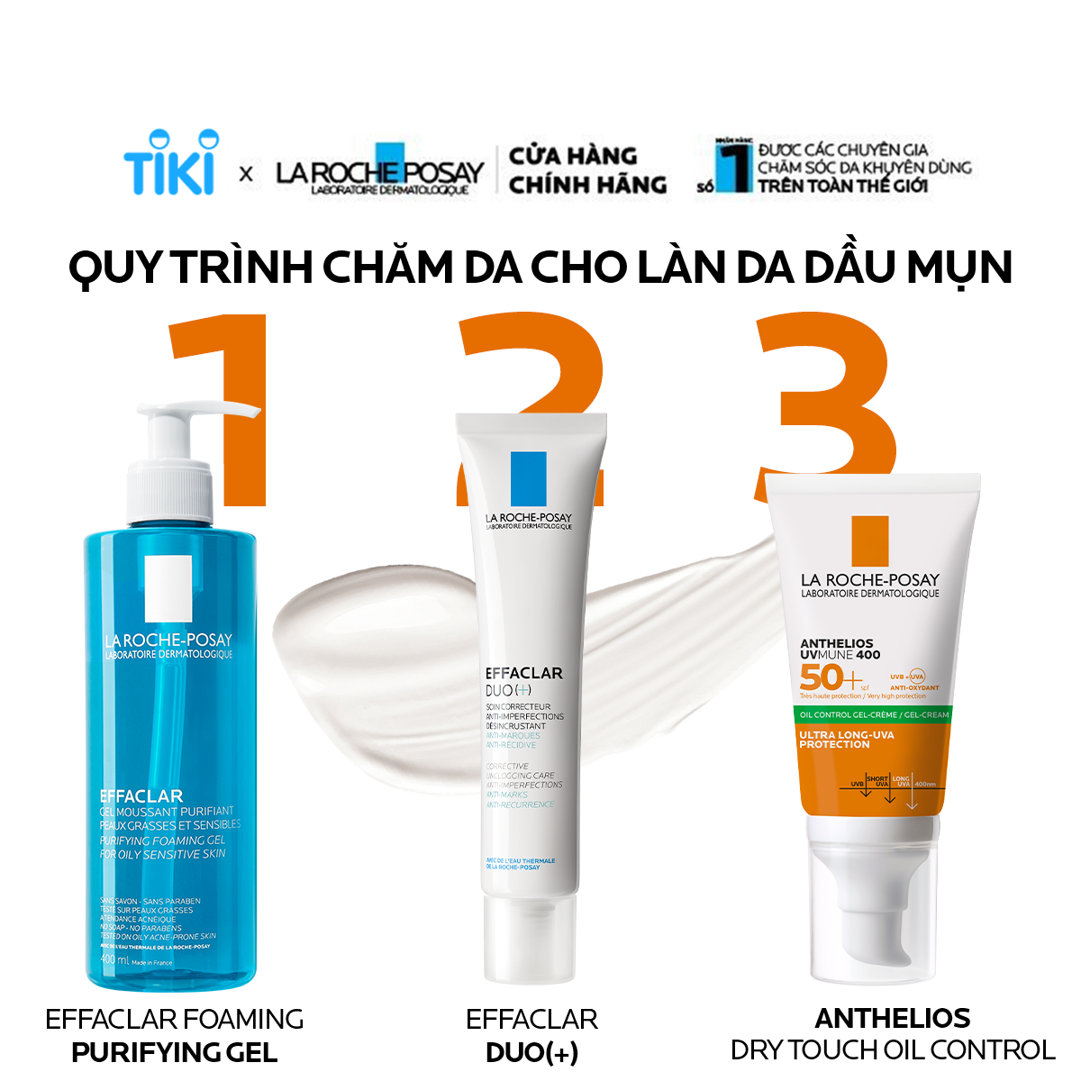 Kem Chống Nắng Không Màu Kiểm Soát Dầu La Roche-Posay Anthelios XL Dry Touch Gel-Cream SPF 50+ UVB & UVA (50ml)