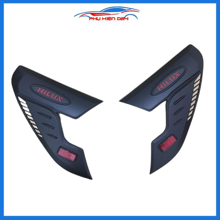 Ốp mí đèn pha hậu Hilux 2016-2017-2018-2019-2020-2021 nhựa đen bản 2 cầu