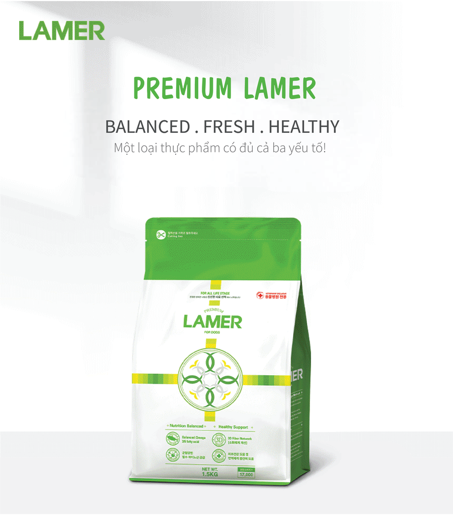 THỨC ĂN HẠT CAO CẤP TĂNG CƯỜNG MIỄN DỊCH &amp; HỖ TRỢ HỆ THẦN KINH PREMIUM LAMER Túi 1.5KG