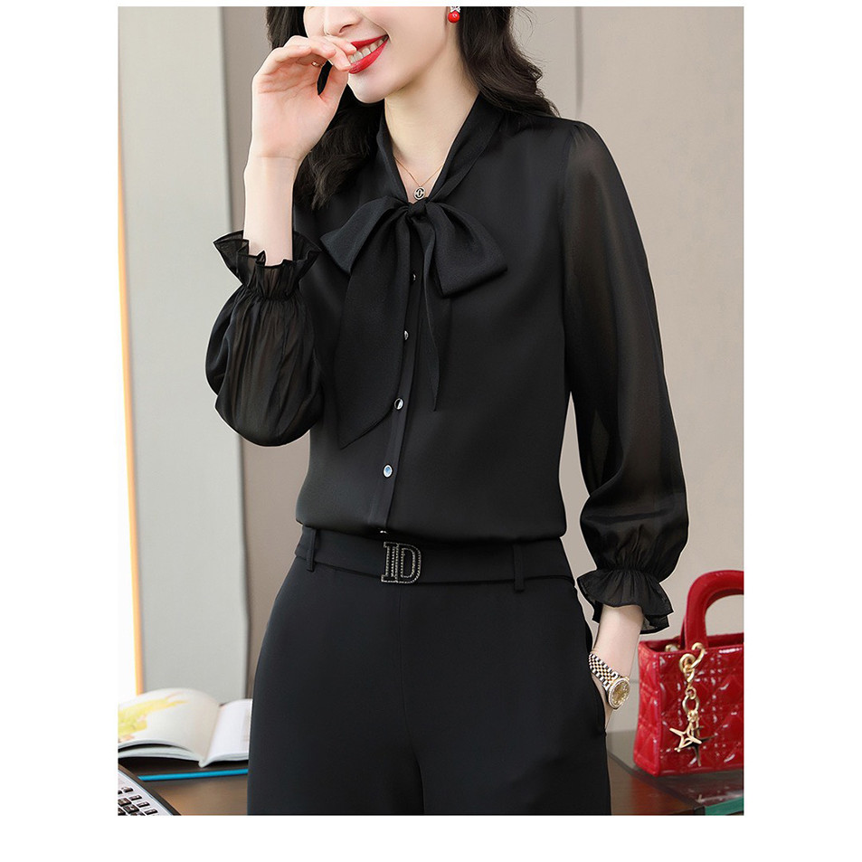 Áo sơ mi cổ nơ tay nhún duyên dáng NT3345