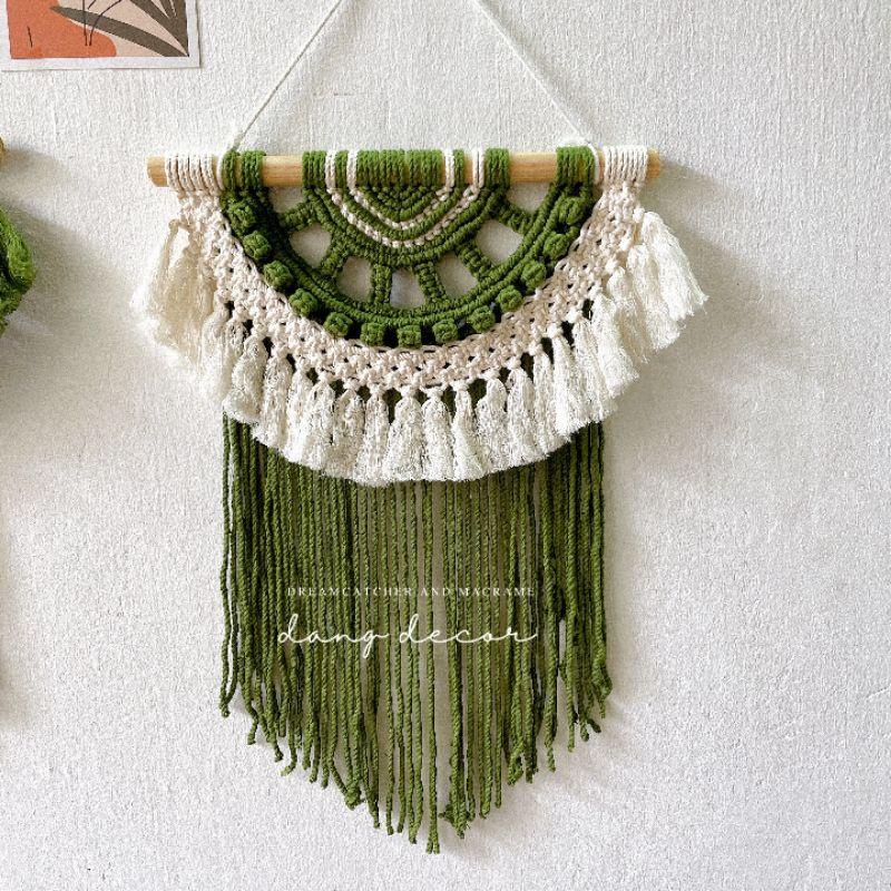 mành macrame nửa vòng tròn trang trí nhà cửa nhiều màu phong cách vintage