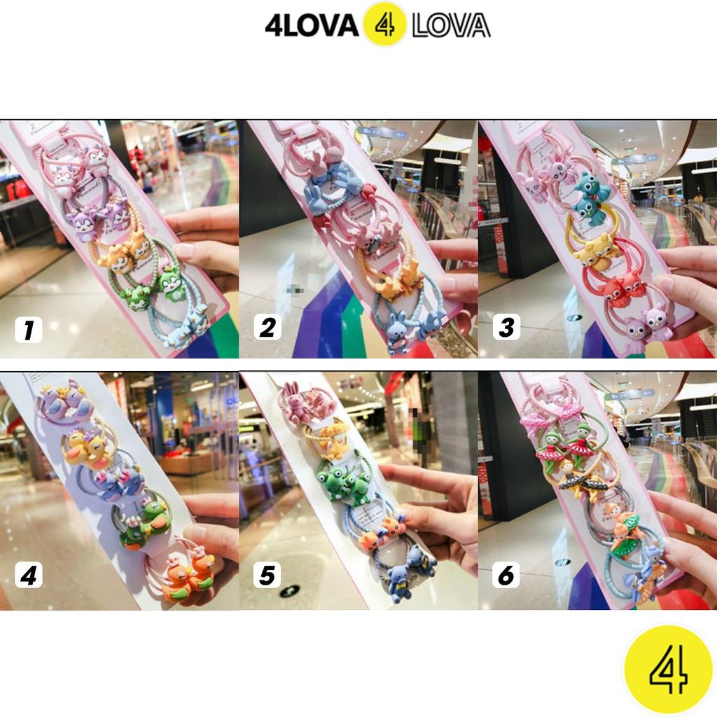 Set 5 dây thun và kẹp tóc 4LOVA kiểu dáng dễ thương cho bé gái từ 1 đến 10 tuổi