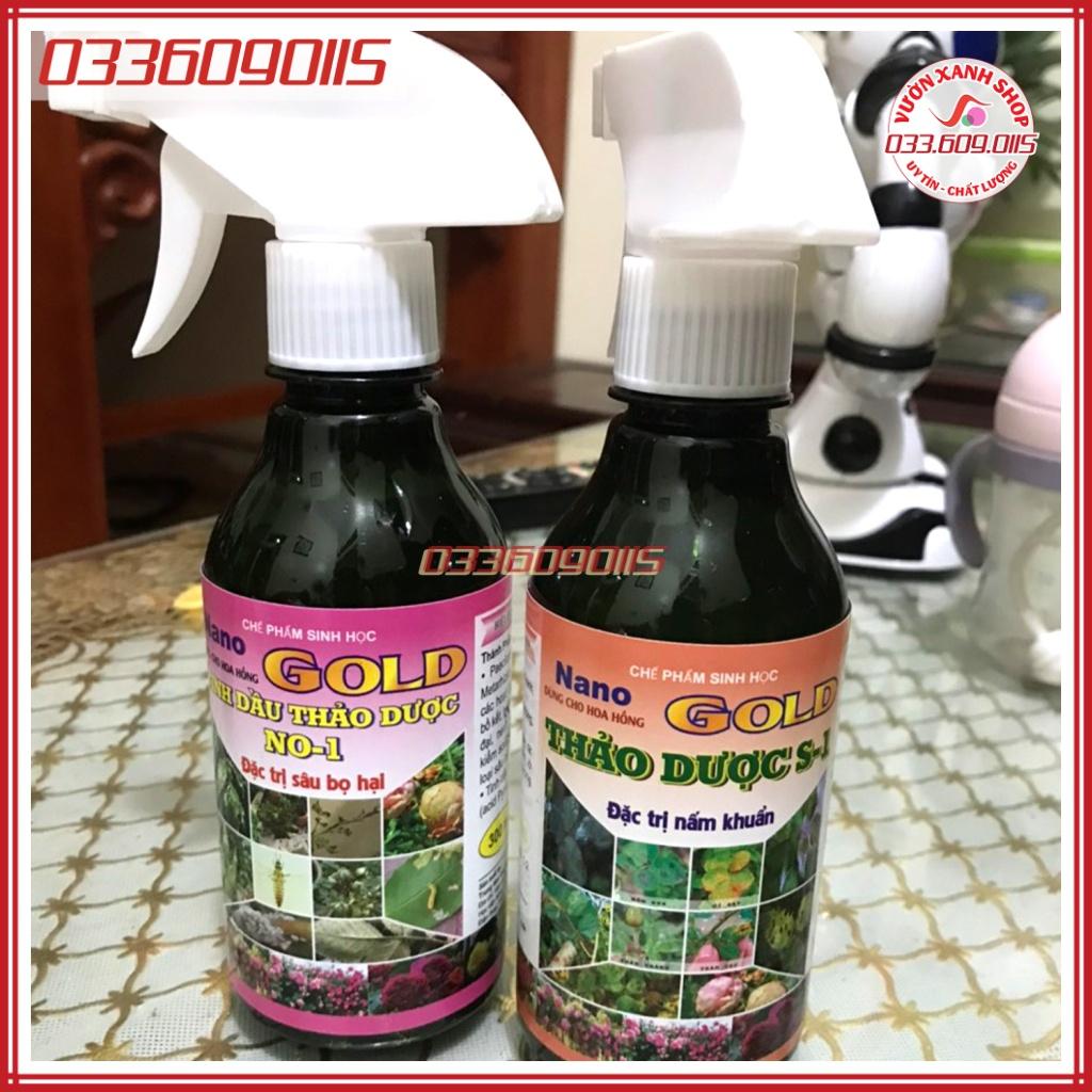 Set 2 Chế phẩm thảo dược Nano Gold trừ sâu bọ + trừ nấm khuẩn dạng chai xịt thân thiện môi trường