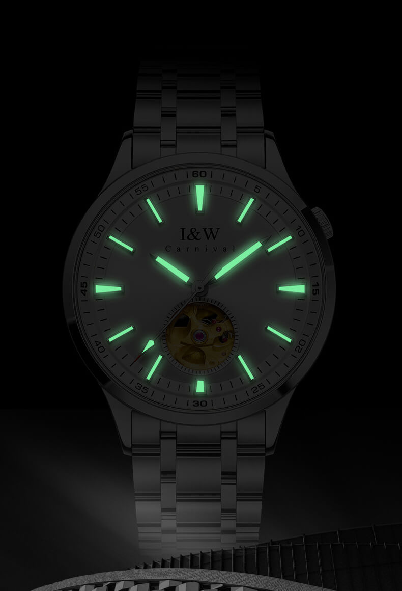 Đồng hồ nam chính hãng IW CARNIVAL IW590G-5 Kính sapphire ,chống xước,Chống nước ,Bảo hành 24 tháng,Máy cơ ,Dây kim loại thép không gỉ 316L,thiết kế lộ cơ