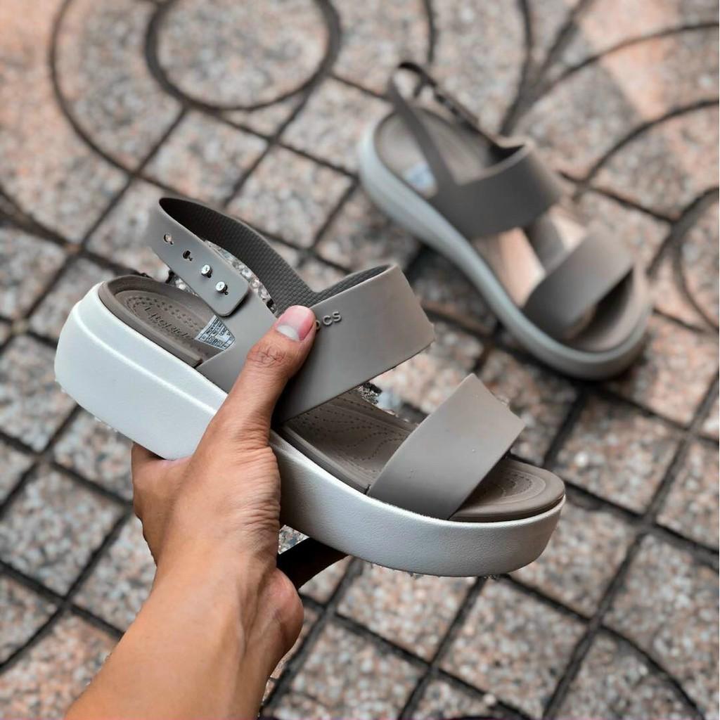 SANDAL NHỰA ĐI MƯA BOOKLYM LOW CAO 5CM ĐẾ XUỒNG MÀU BE