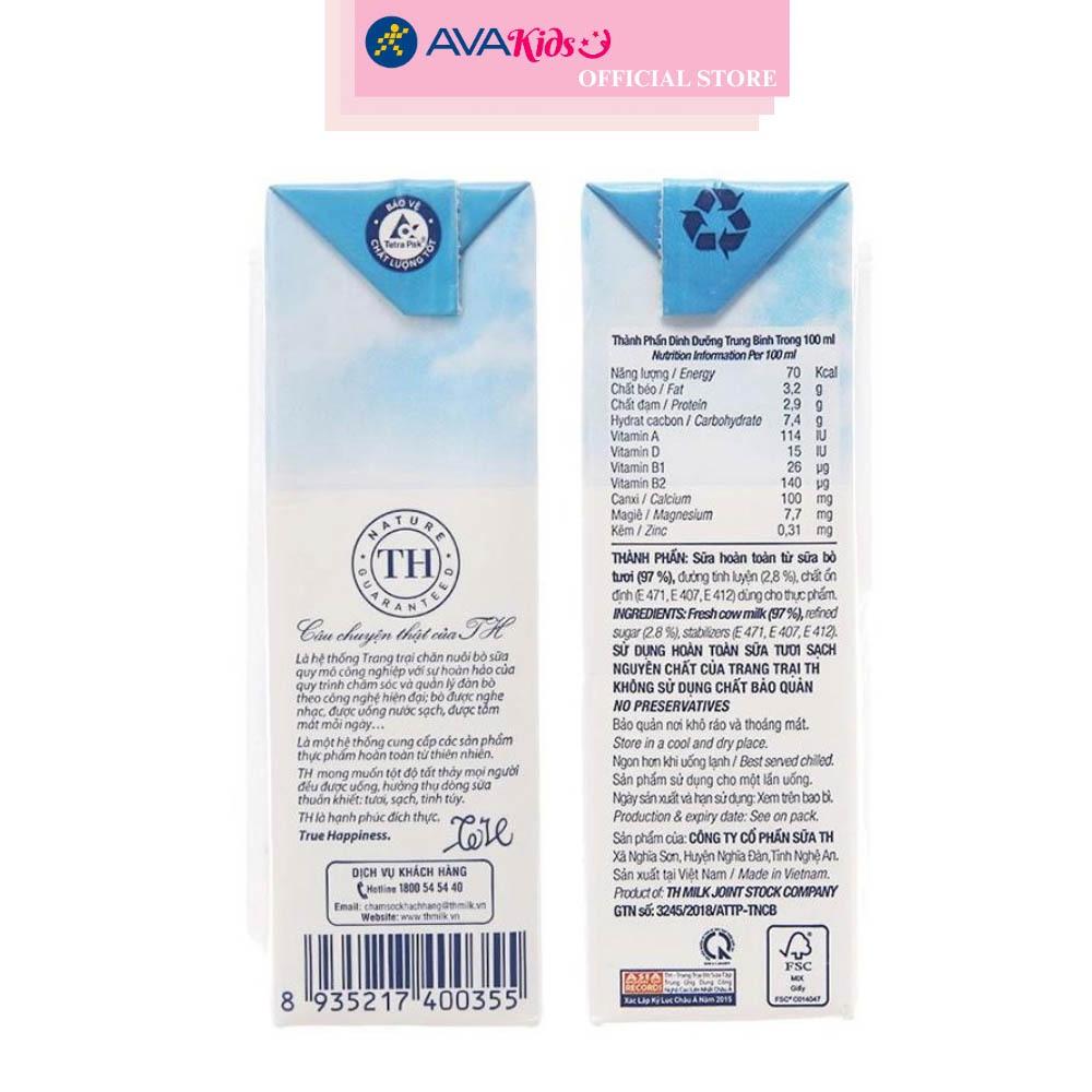 Lốc 4 hộp sữa tươi tiệt trùng TH true MILK ít đường 180 ml (từ 1 tuổi)