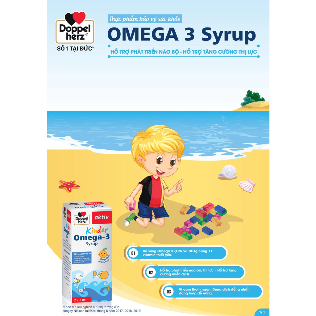 Siro hỗ trợ phát triển não bộ và thị lực cho bé Doppelherz Aktiv Kinder Omega-3 Syrup