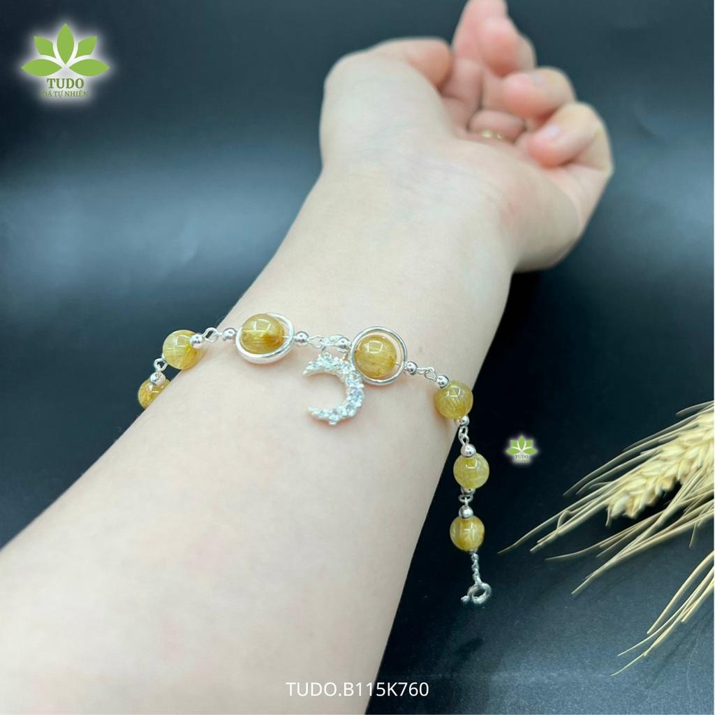 Vòng Tay Nữ Đẹp - Vòng Phong Thủy Mệnh Kim Thủy TUDO B115K760 Charm Mặt Trăng