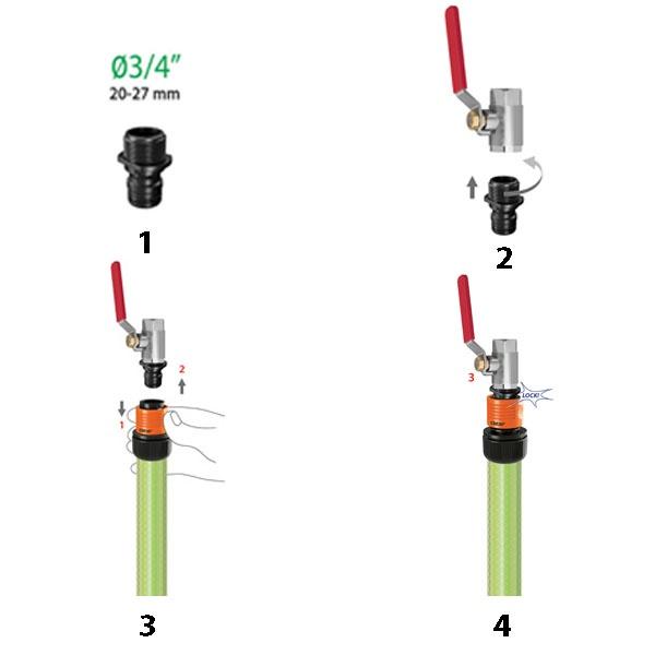 Đầu nối nhanh lưu lượng lớn ren ngoài 3/4" Claber