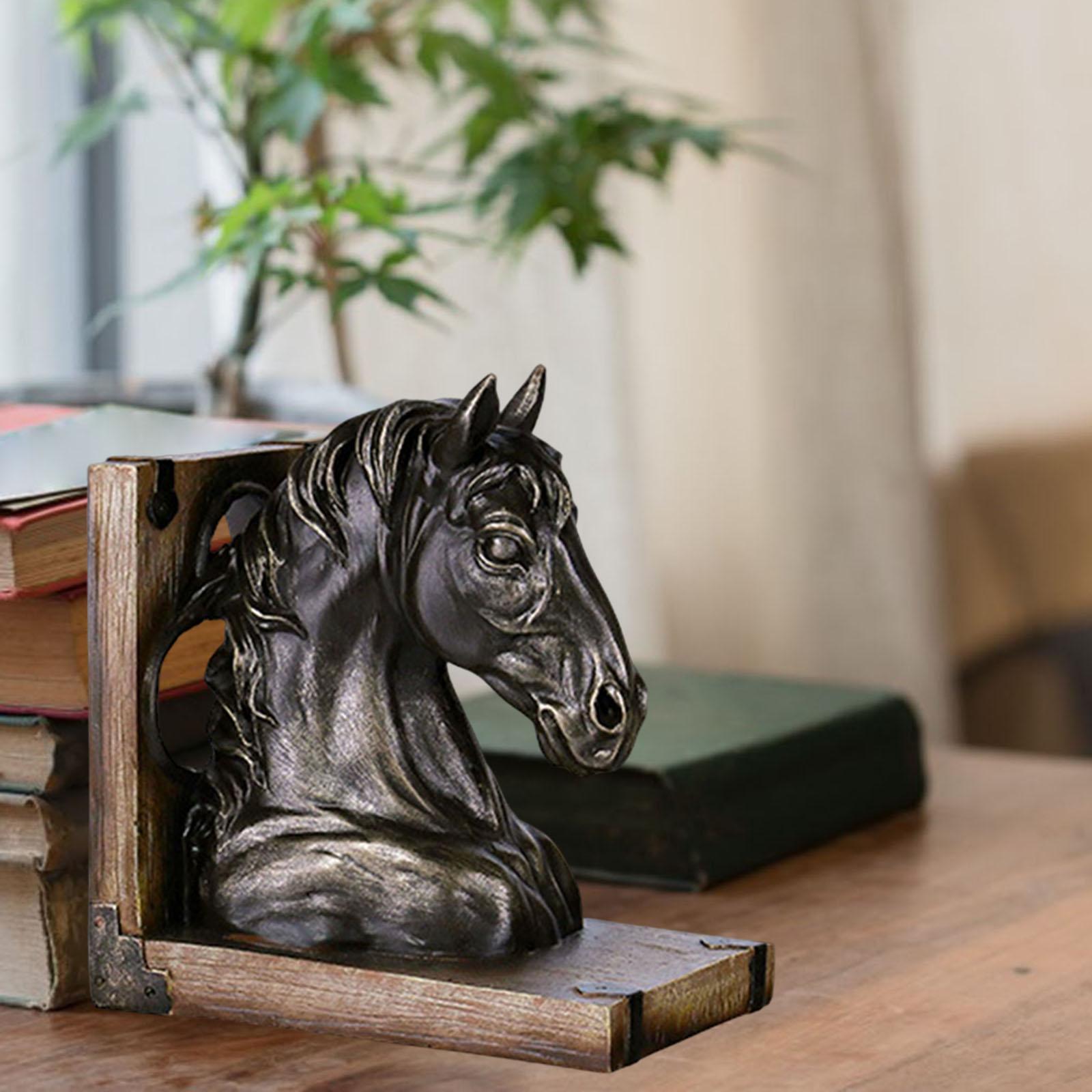 Horse Head Statue Resin Figurine Decorative Bookend Sculpture for Ornament