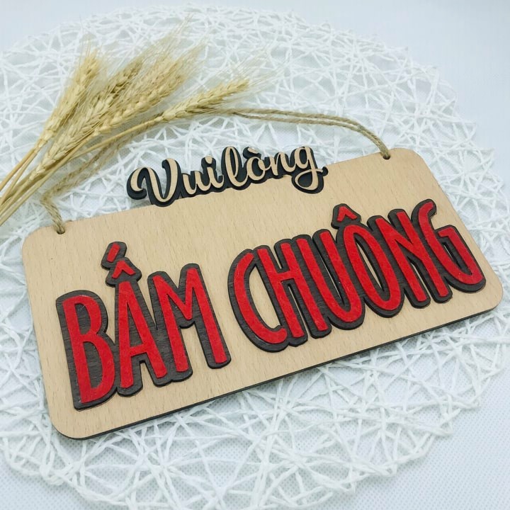 Bảng gỗ VUI LÒNG BẤM CHUÔNG