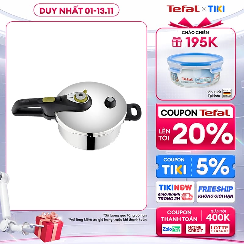 Nồi áp suất cơ inox Tefal Secure 5 Neo 4L, dùng cho mọi loại bếp - Hàng chính hãng