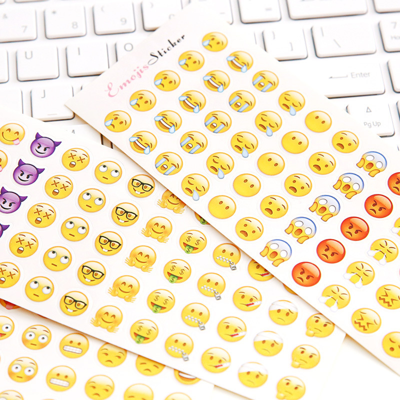 Sticker, hình dán Emoji đầy đủ cảm xúc trang trí set 12 tờ