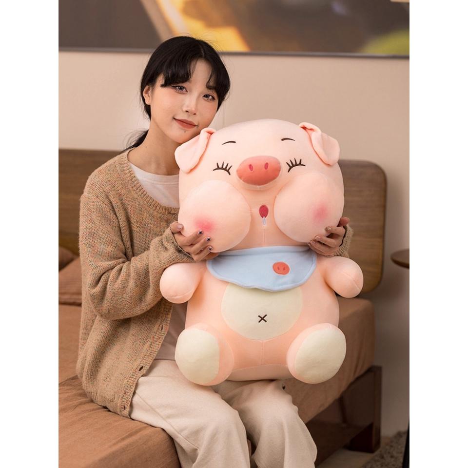 Gấu bông heo ú má phệ chảy dãi siêu dễ thương, gấu bông chất lượng cao làm quà tặng, gối ôm, size 25cm - 60cm