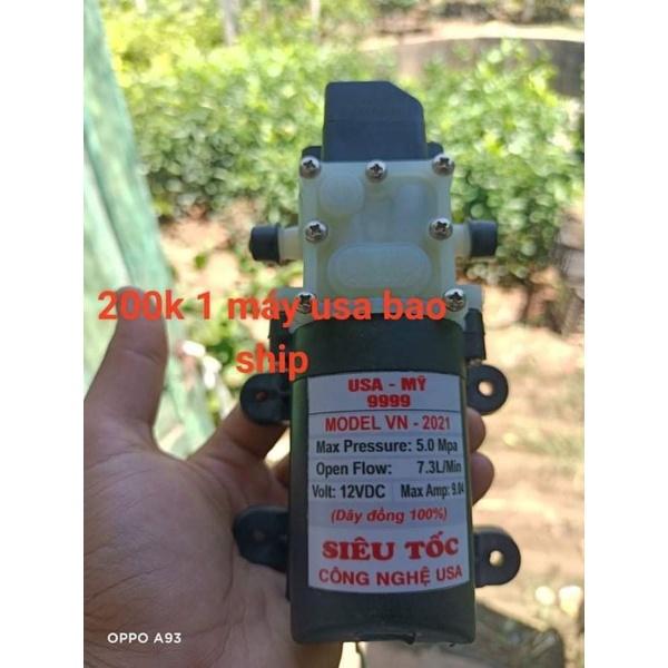 Bơm tăng áp mini hồi lưu 12v 220v tự ngắt Mỹ USA 7.3 lít/p phun thuốc, tưới