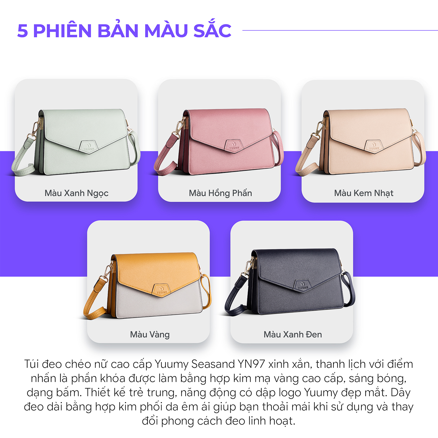 Túi Yuumy ( Thời trang nữ đi tiệc size 23 - Túi đeo chéo da Seasand YN97 )