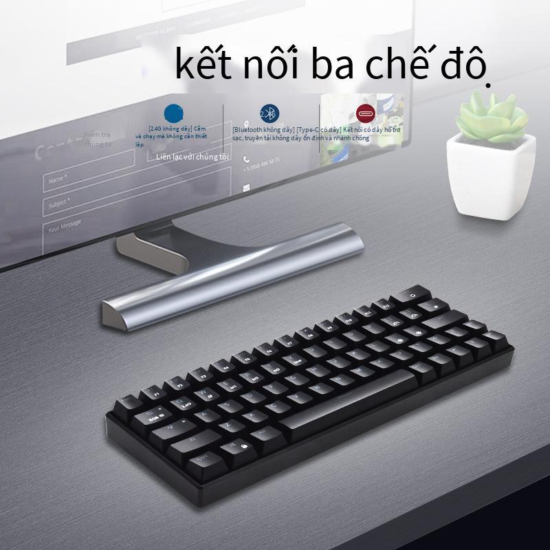 Phiên bản tiêu chuẩn ba chế độ 64RGB được ưa chuộng nhất với đèn nền bàn phím cơ Bluetooth USB không dây trục xanh lục trục đen trục trà trục đỏ