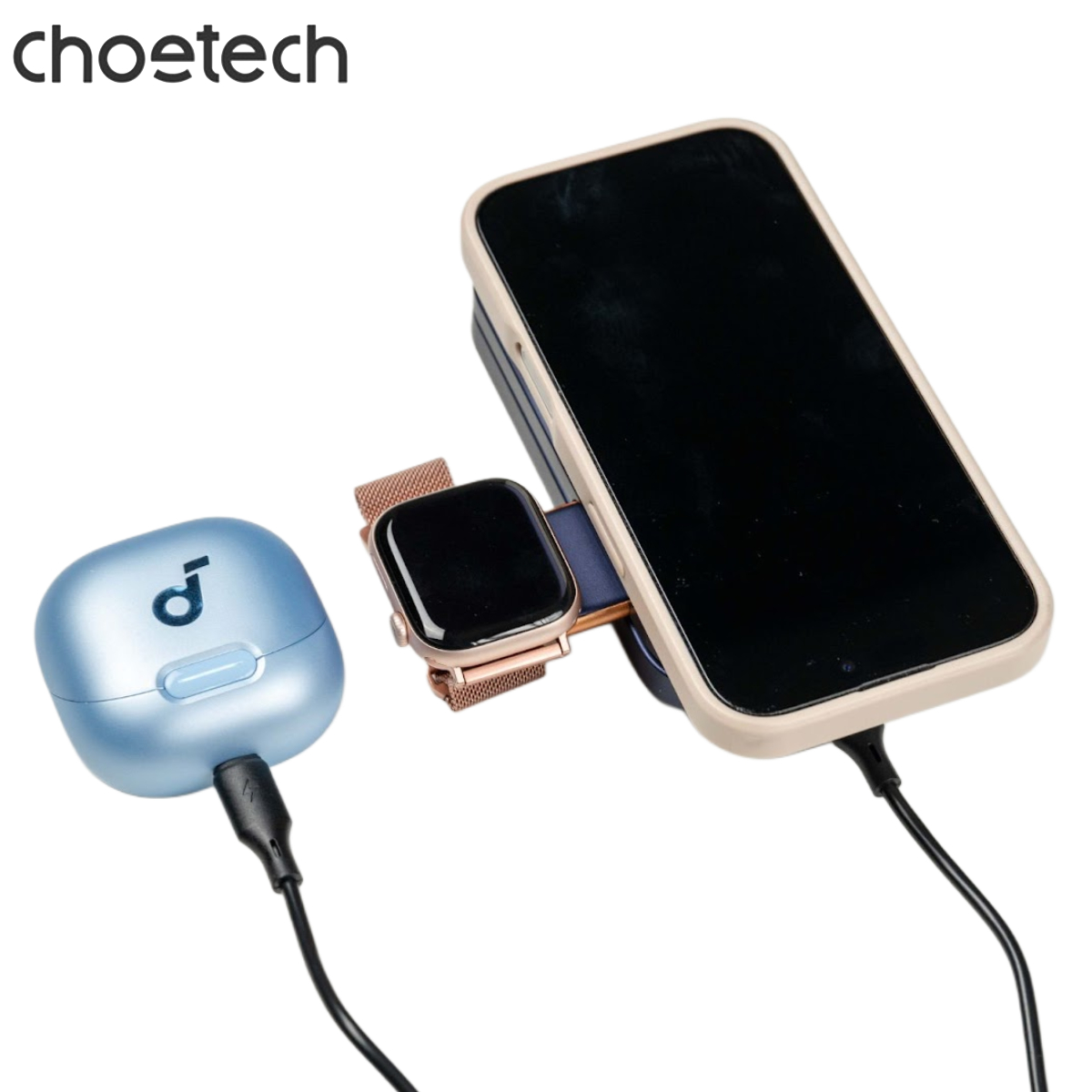 Pin dự phòng dung lượng 10000mAh kiêm đế sạc không dây chuẩn Qi 2 gấp gọn Choetech B750 (Hàng chính hãng)