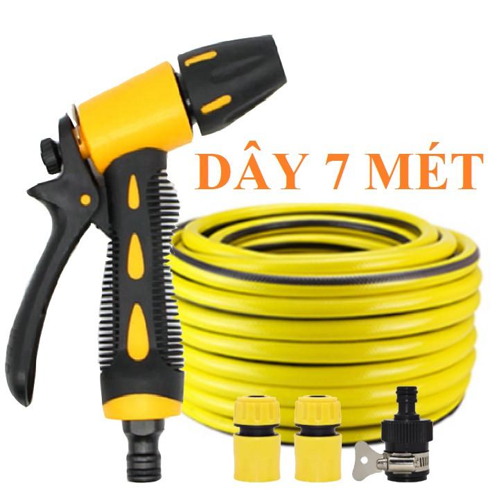 Bộ dây vòi xịt nước rửa xe, tưới cây . tăng áp 3 lần, loại 7m, 10m 206319 cút sập+ tặng móc khoá