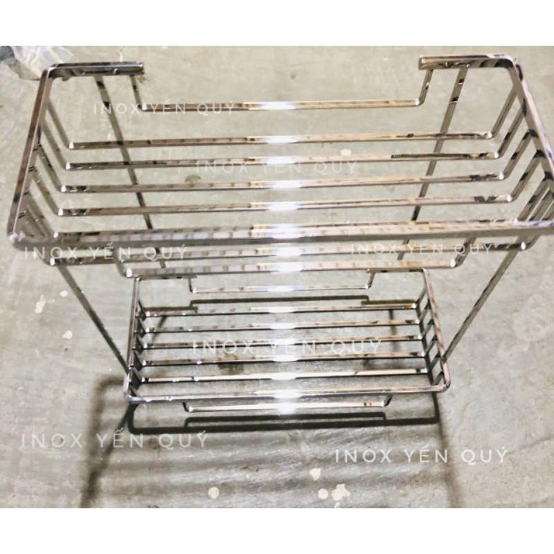KỆ THẲNG INOX 2 TẦNG NAN DẸT ĐẶC INOX 304