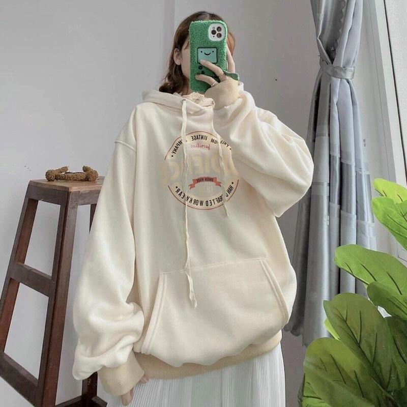 Áo Hoodie Nỉ Ngoại Bông Dày Dặn Form Rộng Dơi Tay Phồng Chất Vải Dày Mịn Không Xù Lông_Nón Rộng 2 Lớp_Unisex Nam Nữ Ok